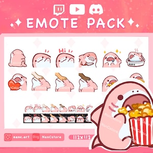 Smol Sakura Shark Emote Pack (A) — 12 EMOTES for Streaming | Minimalist set | Instant Download | Read to Use | Cute Baby Pink Shark Bundle