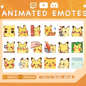 18 Cut Animated Pikachu Emotes for Twitch and Discord | Funny Adorable Pikachu Set | Stream Reactions Bundle | Ready to Use