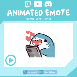 Animated Kawaii Blue Shark Giving React for Twitch and Discord | Spooky sneaky | Ready to Use | Funny Like Engaging playful Scrolling emoji