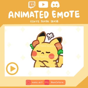 Animated Angry Pikachu Covering its ears Emotes | Chibi pika for Streaming Kawaii Emoji | Cartoon cute Annoyed plugging ears Funny React