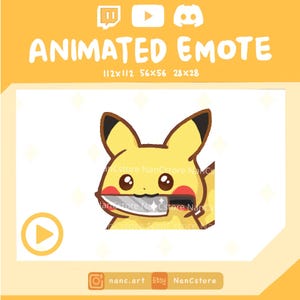 Animated Pikachu with knife Emotes | Streaming cute Chibi Kawaii Emoji | Ready to Use | Spooky Sneaky Funny meme React for Twitch Discord