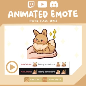 Animated Adorable Eevee on hand Emotes | Chibi Eevee | Streaming Emoji | Ready to Use | cute cartoon emotes | Lovely | Mini cute fox