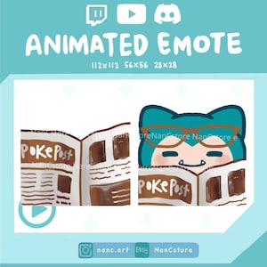 Animated Snorlax Lurk / Peeking from Newspaper Emotes | Chibi Snorlax | Streaming Kawaii Emoji | Ready to Use | cute emotes wicked spying