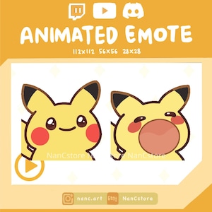 Animated Pikachu Pop cat Emotes | Chibi pika | Funny Kawaii Emoji | Ready to Use | cute emotes for Twitch Discord Streaming Adorable meme