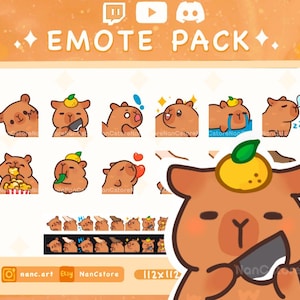 12 Chibi Capybara Emotes | Cute Animal Bundle | Funny emotes for Streaming Kawaii Emoji Pack | Twitch Discord