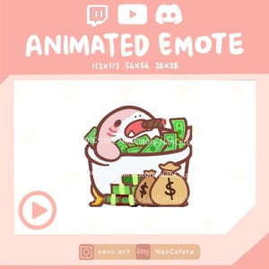 Animated Kawaii Sakura Shark rich money bathing for Twitch and Discord | Spooky sneaky | Ready to Use | Funny React Engaging adorable emote
