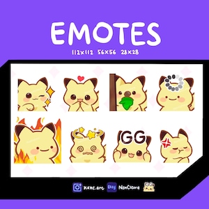 Pikachu fan-art Emotes | Cute Pika Bundle | 8 Emotes for Streaming Kawaii Emoji Pack | Gamers set