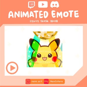 Animated Happy Pikachu Dancing in disco Emotes | Streaming cartoon Emoji | Ready to Use | cute emotes | Dance | Enjoy | Funny vibe