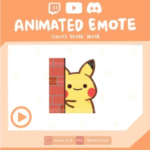 Animated Pikachu Peeking behind wall Emotes | Kawaii Adorable | Engaging React Emoji | Cute Spooky Sneaky | Playful Funny glancing meme