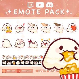 Smol Kawaii Ghost Emote Pack (A) — 12 EMOTES for Streaming | Minimalist set | Instant Download | Read to Use | Cute Adorable Spooky Bundle