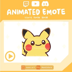 Animated Pikachu Pop cat Emotes | Chibi pika | Funny Kawaii Emoji | Ready to Use | cute emotes for Twitch Discord Streaming Adorable meme