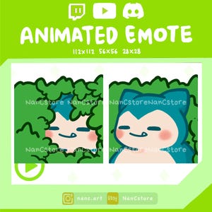 Animated Snorlax Hiding Bush & Coming out Emotes | 2 variations | Adorable Streaming Emoji | Cute Spooky Sneaky | Playful Funny meme