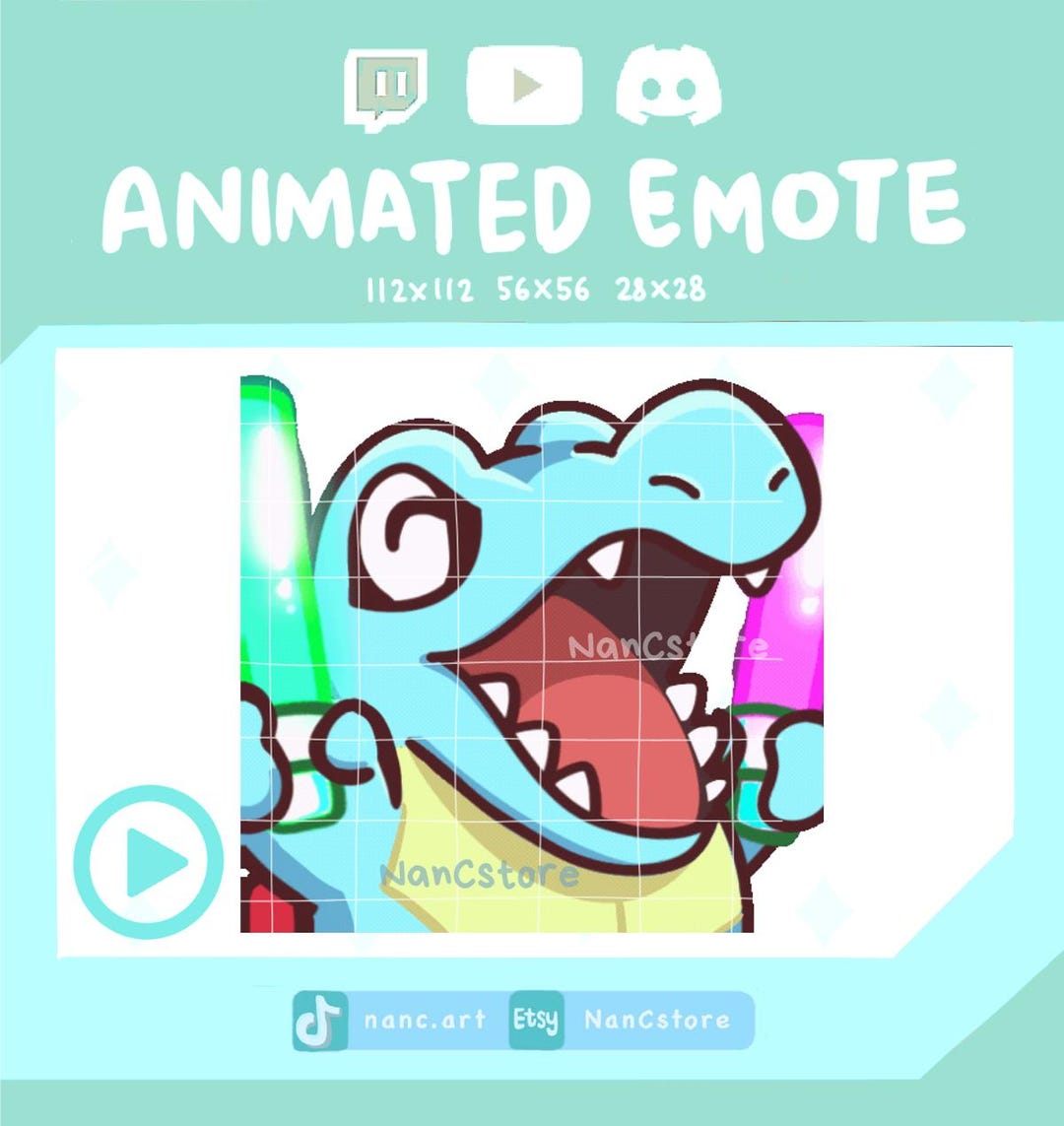 Twitch Animated Emotes | Excited Totodile Waving Light Stick | Kawaii ...