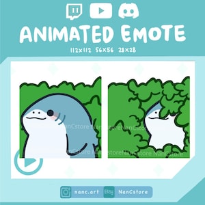 Animated Kawaii Blue Shark Bush Hiding for Twitch and Discord | Spooky sneaky | Ready to Use | Funny React Engaging adorable emote