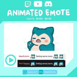 Animated Snorlax Punching Lazily Emotes | Chibi | Streaming Kawaii Emoji | Ready to Use | cute cartoon emotes | angry | rage | fight | hit