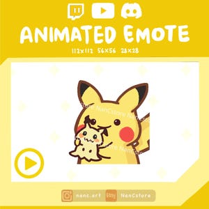 Animated Pikachu holding Mimikyu doll Emotes | Streaming cartoon Emoji | Ready to Use | adorable emotes | Hope mimikyu is ok | playing