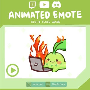 Animated Chilling Chikorita It Is Fine computer Emotes | Chibi Adorable | Streaming Kawaii Emoji | Cute Spooky Sneaky | Fire Rage Funny meme