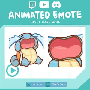 Animated Desperate Squirtle Emotes | cute turtle | Streaming Emoji | Ready to Use | Adorable cartoon emotes | Crying sad | Screaming
