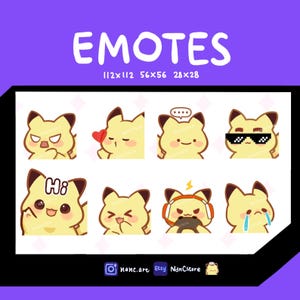 Pikachu fan-art Emotes | Cute Pika Bundle | 8 Emotes for Streaming Kawaii Emoji Pack | chill set | Discord | Gaming | Hi emote