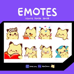 Pikachu fan-art Emotes | Cute Pika Bundle | 8 Emotes for Streaming Kawaii Emoji Pack | emotional set | meme | discord | Chibi heart