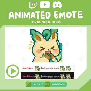 Animated Laughing Leafeon Eevee Emotes | Chibi Eevee | Streaming Emoji | Ready to Use | cute cartoon emotes | Happy | LOL | joyful | gleeful