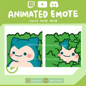 Animated Snorlax Hiding Bush Emotes | Chibi Adorable | Engaging Streaming Kawaii Emoji | Cute Spooky Sneaky | Playful Funny meme