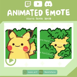 Animated Pikachu Hiding Bush Emotes | Chibi Adorable | Engaging Streaming Kawaii Emoji | Cute Spooky Sneaky | Playful Funny meme
