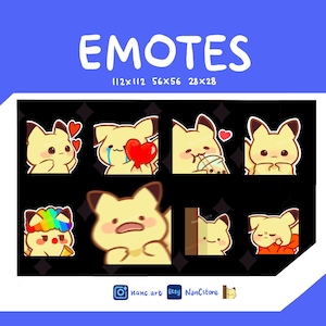 Pikachu fan-art Emotes | Cute Pika Bundle | 8 Emotes for Streaming Kawaii Emoji Pack | meme set | Gaming | Discord | bubble tea