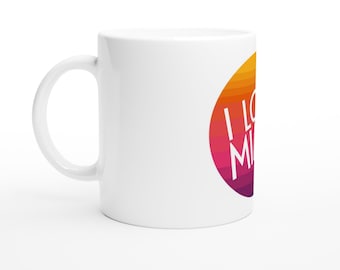 I Love Miami Mug | 11oz Ceramic Coffee Cup | Tropical Florida Souvenir Gift | Beach Lover Rainbow Mug