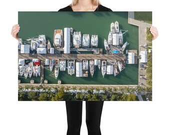 Miami Beach Boote Poster | Luftbild von oben nach unten Ozeandruck | Florida Küstenwanddekor, Strandhaus Geschenk