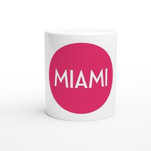 Miami Pink Mug | 11oz Ceramic Coffee Cup | Tropical Florida Souvenir Gift | Beach Lover Pink Cup image 4