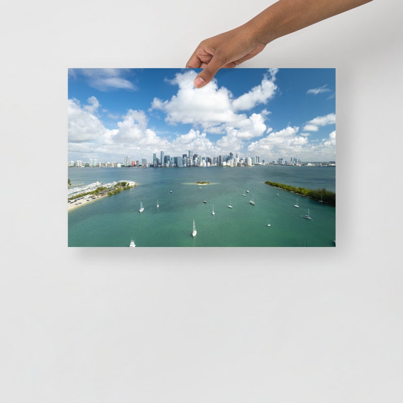 Photo paper poster: Miami Skyline | Aerial Photography | Drone | Miami | Florida | Wall Decor