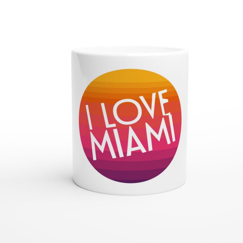 I Love Miami Mug | 11oz Ceramic Coffee Cup | Tropical Florida Souvenir Gift | Beach Lover Rainbow Mug image 3