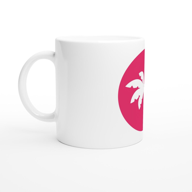 Tazza con palma di Miami / Tazza da caffè in ceramica bianca da 325 ml / Souvenir della Florida tropicale / Tazza per gli amanti della spiaggia immagine 1