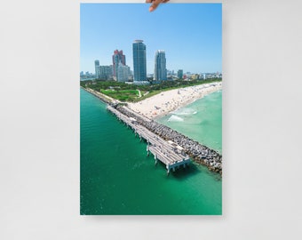 Miami Beach Wall Art | South Pointe Pier Poster, Florida Coastal Print | Gift for Miami Lover