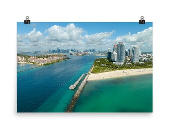 South Pointe Pier Poster | Miami Beach Wall Art, South Beach FL Print | Beach House Decor Gift