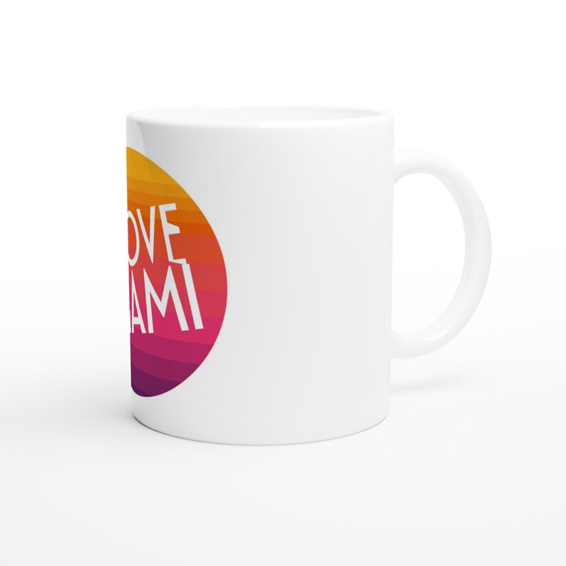 I Love Miami Mug | 11oz Ceramic Coffee Cup | Tropical Florida Souvenir Gift | Beach Lover Rainbow Mug image 2