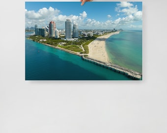 South Pointe Pier Wall Art | Miami Beach Poster, Blue Waters Aerial Print | Florida Beach Decor Gift