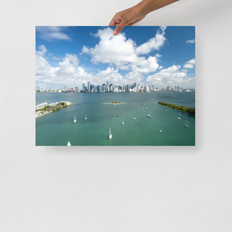 Photo paper poster: Miami Skyline | Aerial Photography | Drone | Miami | Florida | Wall Decor