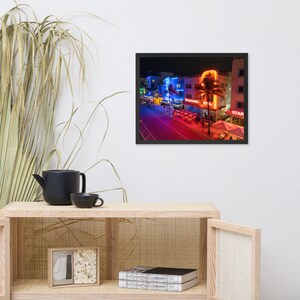 Ocean Drive by Night Framed Poster | Aerial Photography | Drone | Miami Beach | Florida | Wall Decor