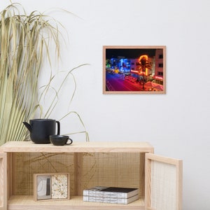 Ocean Drive by Night Framed Poster | Aerial Photography | Drone | Miami Beach | Florida | Wall Decor