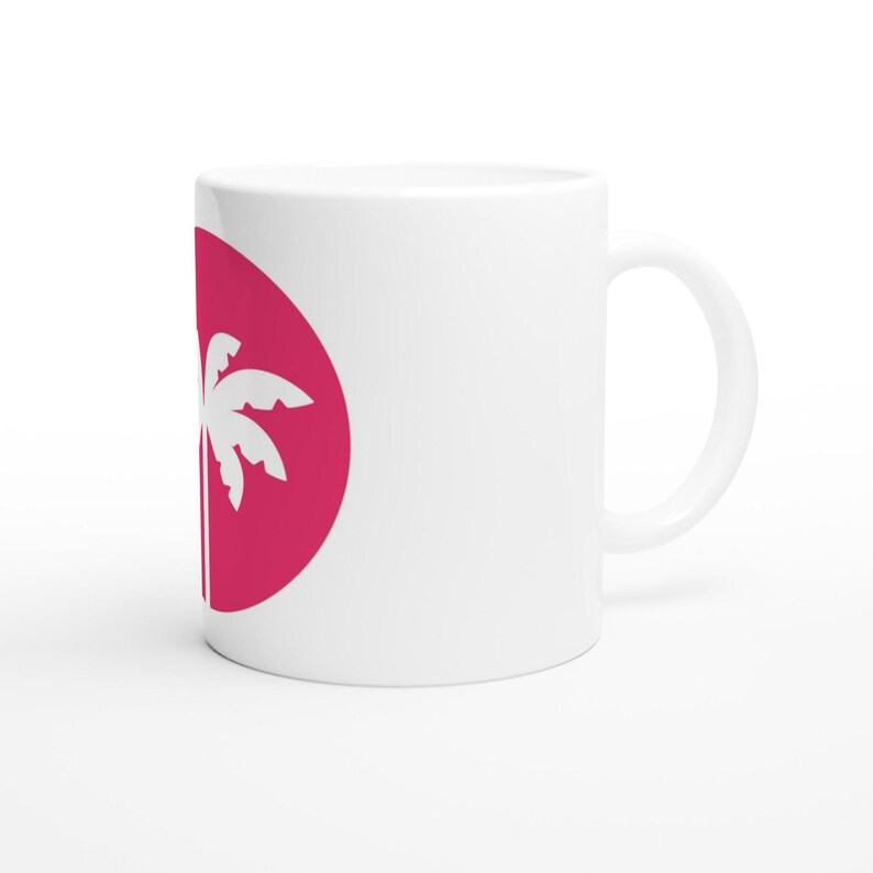 Tazza con palma di Miami / Tazza da caffè in ceramica bianca da 325 ml / Souvenir della Florida tropicale / Tazza per gli amanti della spiaggia immagine 3