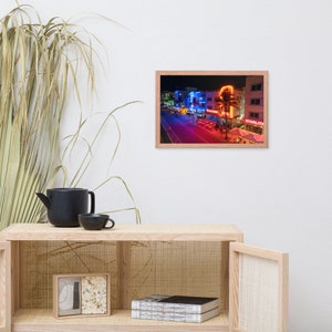 Ocean Drive by Night Framed Poster | Aerial Photography | Drone | Miami Beach | Florida | Wall Decor