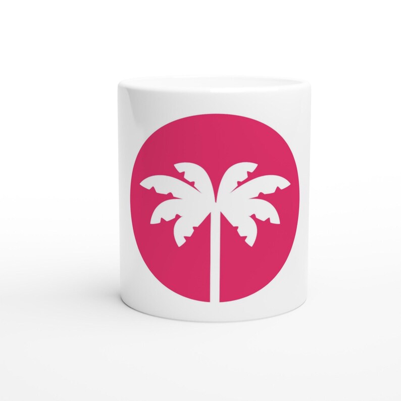 Tazza con palma di Miami / Tazza da caffè in ceramica bianca da 325 ml / Souvenir della Florida tropicale / Tazza per gli amanti della spiaggia immagine 2