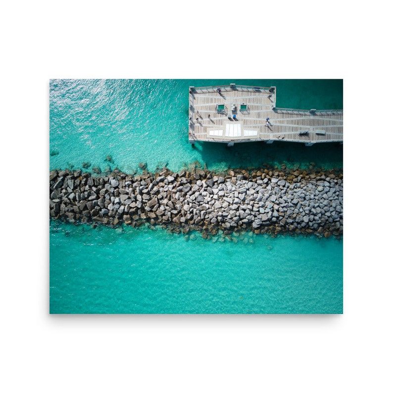 South Pointe Pier Poster | Top Down Photography | Aerial Photography | Drone | Miami Beach | Florida | Wall Decor