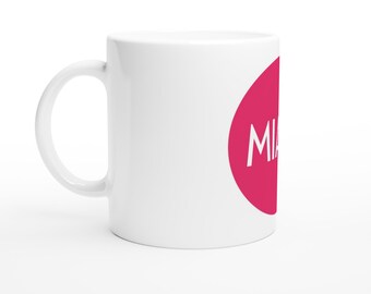 Caneca rosa Miami | Caneca de cerâmica de 325ml | Lembrança tropical da Flórida | Caneca rosa para amantes da praia