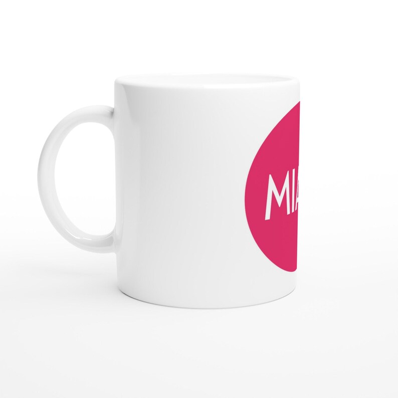 Miami Pink Mug | 11oz Ceramic Coffee Cup | Tropical Florida Souvenir Gift | Beach Lover Pink Cup image 1
