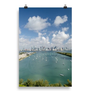Miami Skyline Poster - Vibrant Cityscape Print, Iconic Miami Beach View, Modern Wall Art, Home Decor