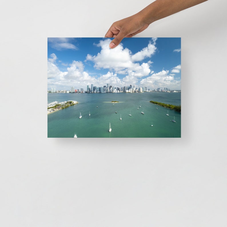 Photo paper poster: Miami Skyline | Aerial Photography | Drone | Miami | Florida | Wall Decor