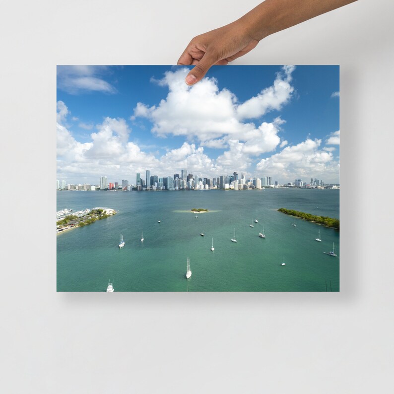 Photo paper poster: Miami Skyline | Aerial Photography | Drone | Miami | Florida | Wall Decor